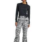 Burton Women's Marcy 2L High Rise Stretch Pants 2025 - Black snow pants with a subtle white pattern of diagonal stripes and abstract shapes.