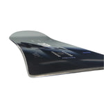 CAPiTA Mega Mercury Snowboard 2025 - A black snowboard with a white logo and blue accents on top of a gray background.