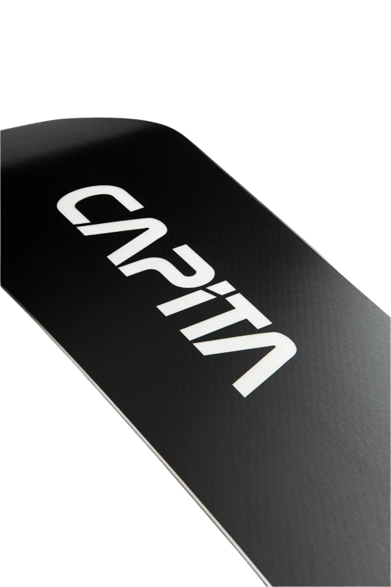 CAPiTA Mega Mercury Snowboard 2025 - A black snowboard with a white logo that reads "CAPiTA" in large letters and "Mega Mercury" in smaller letters underneath, both written in a stylized font.