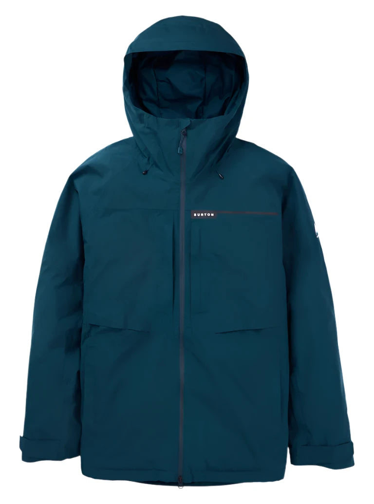Burton Frostner 2L Jacket 2025 - A dark blue jacket with a hood, featuring a zippered front and two side pockets.