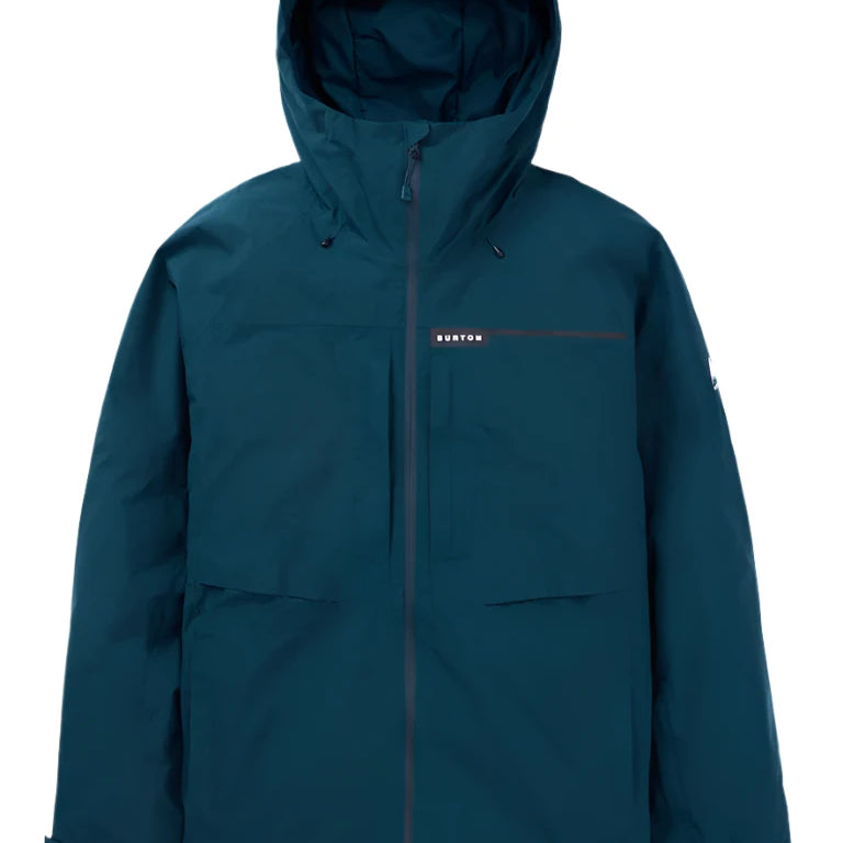 Burton Frostner 2L Jacket 2025 - A dark blue jacket with a hood, featuring a zippered front and two side pockets.