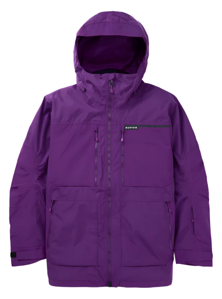 Burton Frostner 2L Jacket 2025 - A purple jacket with a hood, featuring a zippered chest pocket and adjustable cuffs.