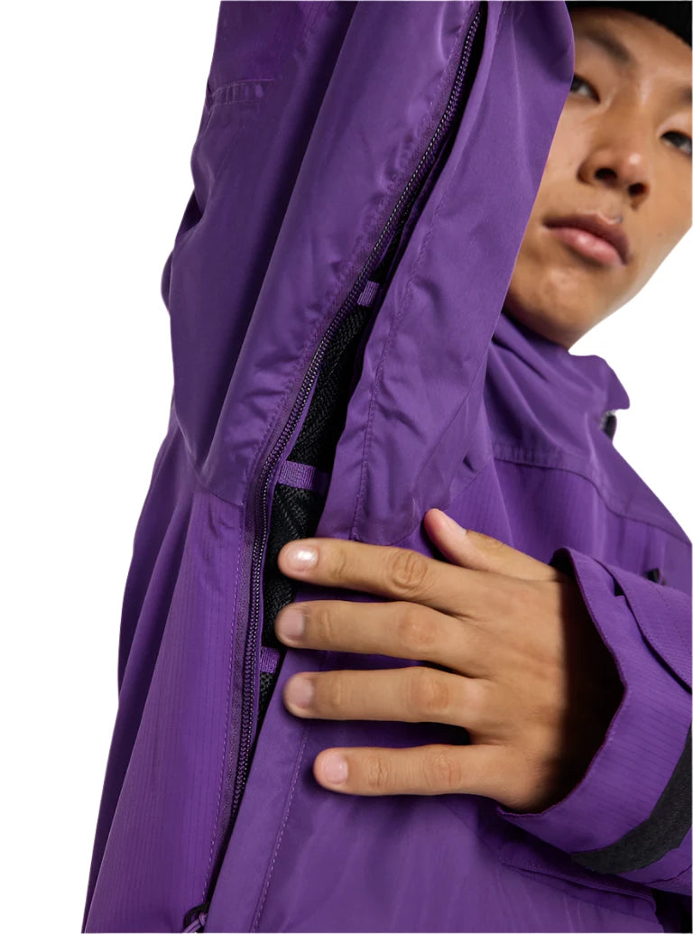 Burton Frostner 2L Jacket 2025 - A purple jacket with a black zipper and two zippered pockets on either side of the chest.