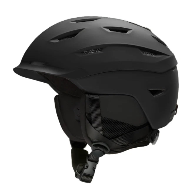 Smith Level MIPS Helmet 2025 - A black helmet with a sleek, aerodynamic design and ventilation holes on top.