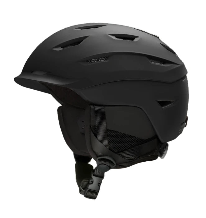 Smith Level MIPS Helmet 2025 - A black helmet with a sleek, aerodynamic design and ventilation holes on top.
