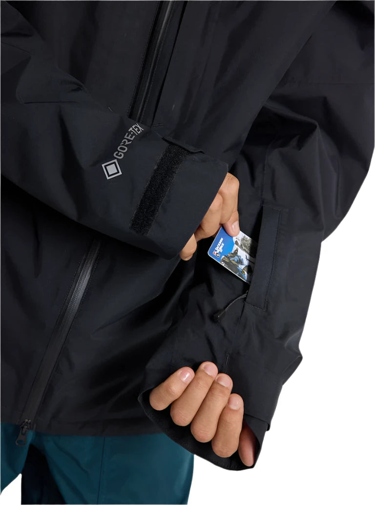 Burton Pillowline GORE-TEX Jacket - A black jacket with a white logo on the left chest and a zipper running down the front.