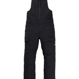Burton Reserve Bib Pant 2025 - Black bib pant with zippered thigh vents, adjustable waist and cuffs, and black hardware.