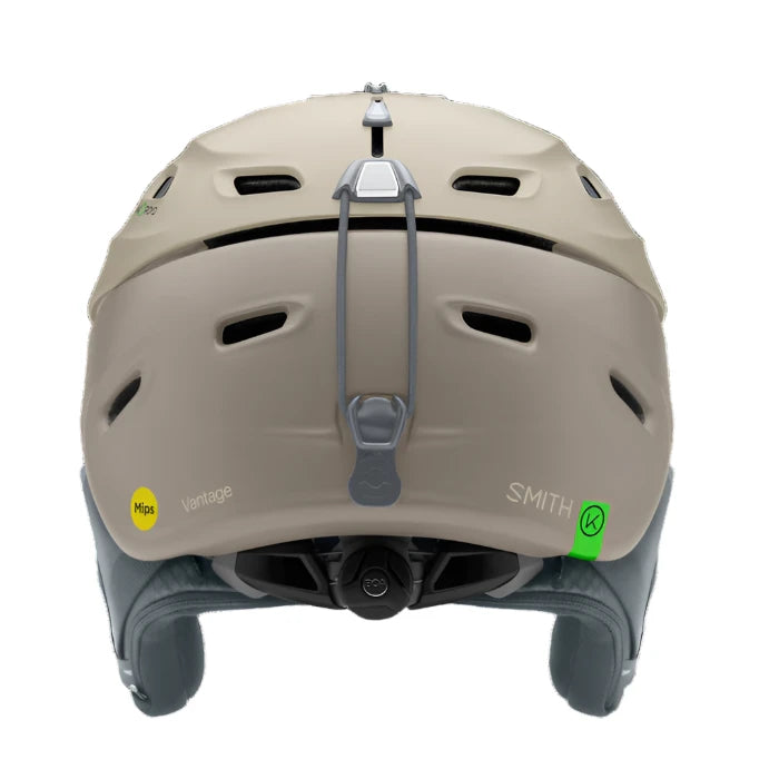Smith Men's Vantage MIPS Helmet - A tan helmet with a black chin strap and white lettering on top.