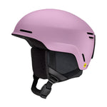 Smith Method Pro MIPS Helmet 2025 - A pink helmet with a black chin strap and ventilation holes on top.