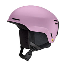 Smith Method Pro MIPS Helmet 2025 - A pink helmet with a black chin strap and ventilation holes on top.