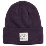 UNIFORM MID KNIT BEANIE 2024 - A dark gray beanie with a ribbed cuff and a small, rectangular patch on the front featuring the word "COAL" in black letters.