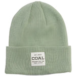UNIFORM MID KNIT BEANIE 2024 - A sage green beanie with a ribbed texture and a small white label on the front.