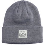 UNIFORM MID KNIT BEANIE 2024 - A gray beanie with a small, rectangular patch on the front featuring the word "COAL" in black letters.