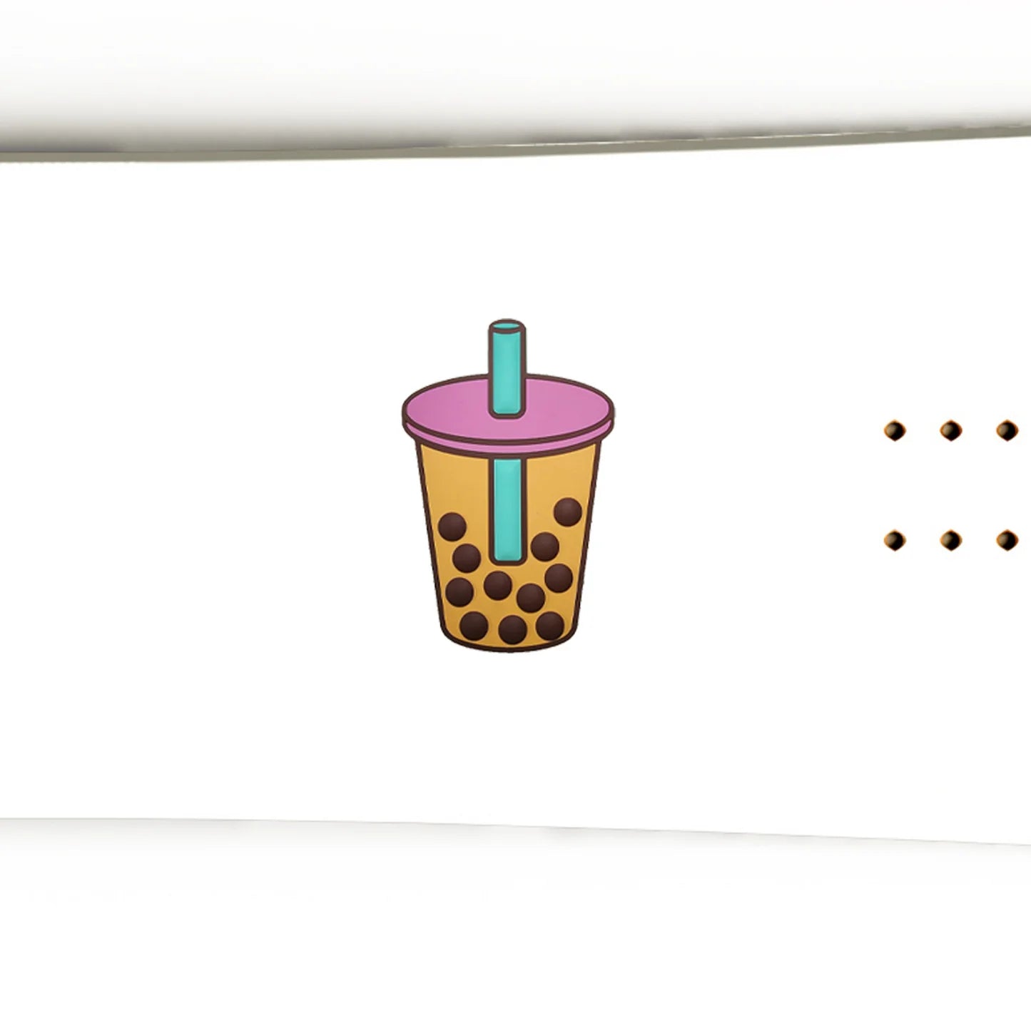 StompCharms Boba Milk Tea Large Stomp Pad 2025 - A large, rectangular stomp pad with a brown background and an image of a boba milk tea cup in the center.