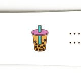 StompCharms Boba Milk Tea Large Stomp Pad 2025 - A large, rectangular stomp pad with a brown background and an image of a boba milk tea cup in the center.