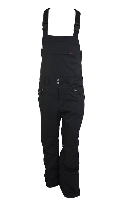 Turbine Mission II Bib 2025 - Black bib overalls with adjustable straps and silver buckles.
