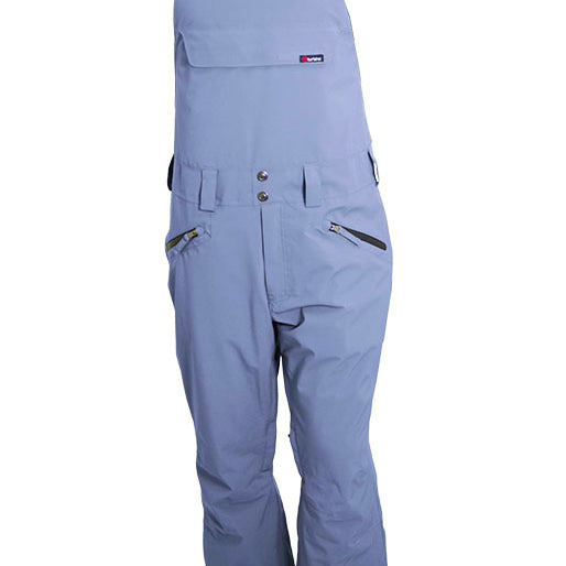 Turbine Mission II Bib - A pair of light gray snow pants with black trim and adjustable straps at the shoulders.
