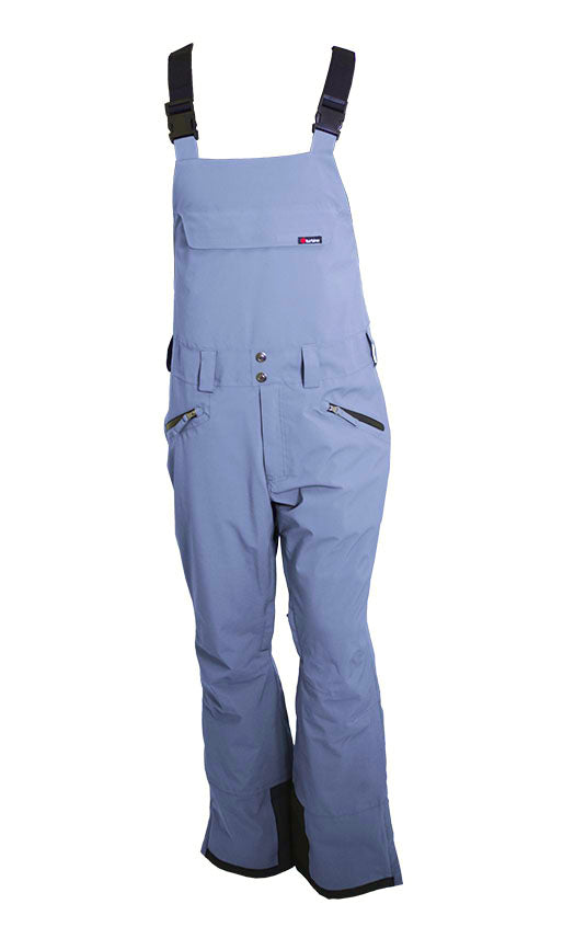 Turbine Mission II Bib - A pair of light gray snow pants with black trim and adjustable straps at the shoulders.