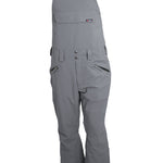 Turbine Mission II Bib - A pair of gray snow pants with a black trim and two zippered pockets on the front.