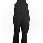 Technical cycling bib overalls in black with front bib panel and utility chest pockets