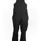 Technical cycling bib overalls in black with front bib panel and utility chest pockets