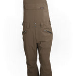 Technical cycling bib overalls in espresso brown with front bib panel and storage pockets