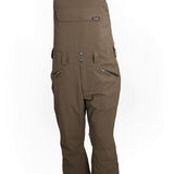 Technical cycling bib overalls in espresso brown with front bib panel and storage pockets
