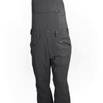 Technical cycling bib overalls in gunmetal gray with snap bib front and side pockets