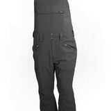 Technical cycling bib overalls in gunmetal gray with snap bib front and side pockets