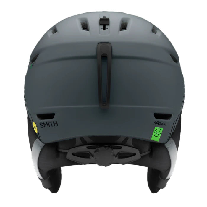 Smith Mission MIPS Helmet 2025 - A matte black helmet with a sleek, aerodynamic design and ventilation holes on top.