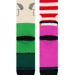 MR GARRISON CREW C SOCK 2023 - A pair of crew socks with a green and black color scheme, featuring a cartoon character's face on them.