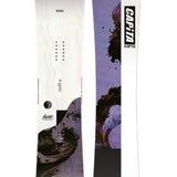 CAPiTA Women's The Navigator Snowboard 2025 - A white snowboard with a black and purple abstract design on the bottom half.