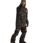 North Face Freedom Shell Pant 2025 - A dark green, camouflage-printed pant with a white logo on the left thigh.