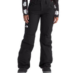North Face Women's Freedom Insulated Pant - A pair of black insulated ski pants with a white logo on the left thigh and two zippered pockets at the waist.