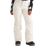 North Face Women's Freedom Insulated Pant - A pair of off-white snow pants with a white logo on the left thigh and two zippered pockets on the right side.