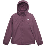 North Face Women's Antora Triclimate Jacket - A purple jacket with a white logo on the left chest and a hood, featuring a zipper closure.