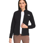 North Face Women's Antora Triclimate Jacket - A black jacket with a white logo on the left chest and a zipper down the front.
