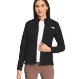 North Face Women's Antora Triclimate Jacket - A black jacket with a white logo on the left chest and a zipper down the front.