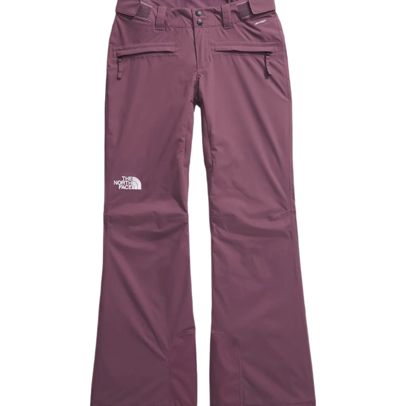 North Face Women's Freedom Stretch Pant 2025 - A pair of women's ski pants with a white logo on the left leg and two zippered pockets on the back.