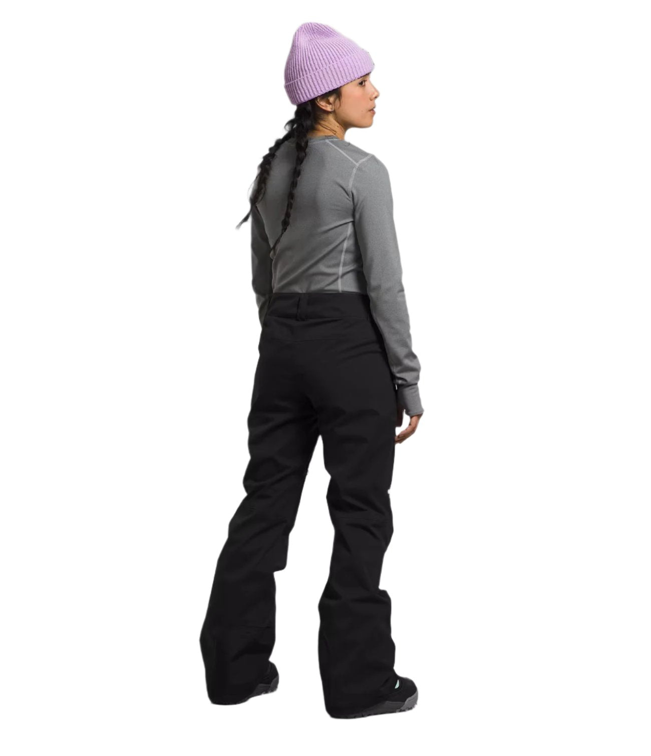 North Face Women's Freedom Stretch Pant - A pair of black snow pants with a subtle white stripe on the side.