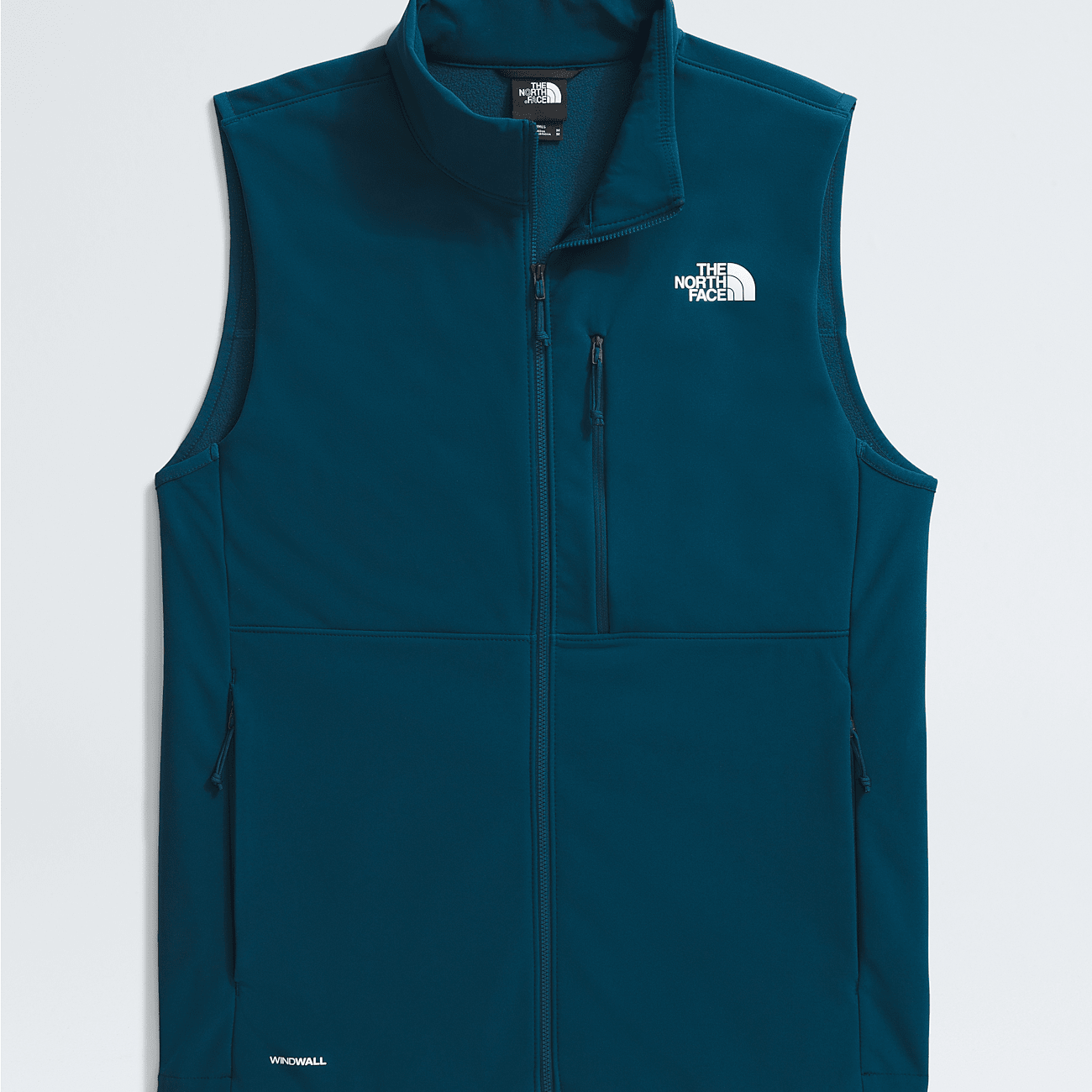 North Face Apex Bionic Vest 2025 - A dark blue fleece vest with a white logo on the left chest and two zippered pockets on either side.