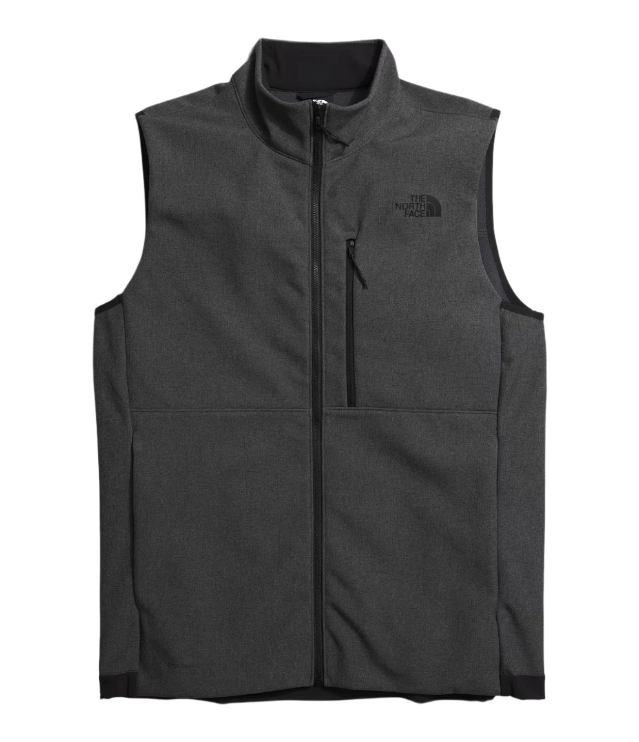 North Face Apex Bionic Vest 2025 - A dark gray fleece vest with a zippered front and two zippered pockets on either side.