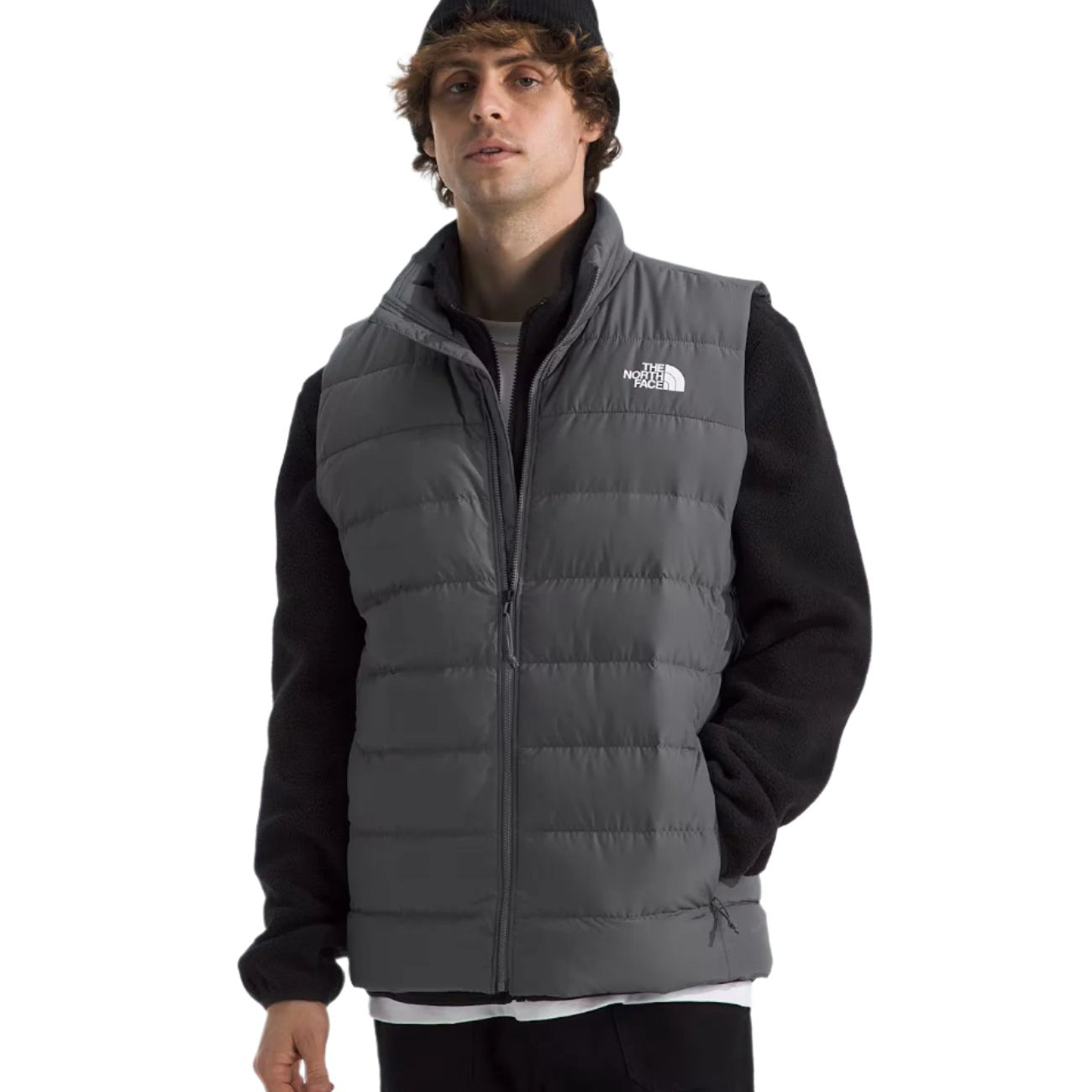 North Face Aconcagua 3 Vest - A dark gray vest with a white logo on the left chest area.
