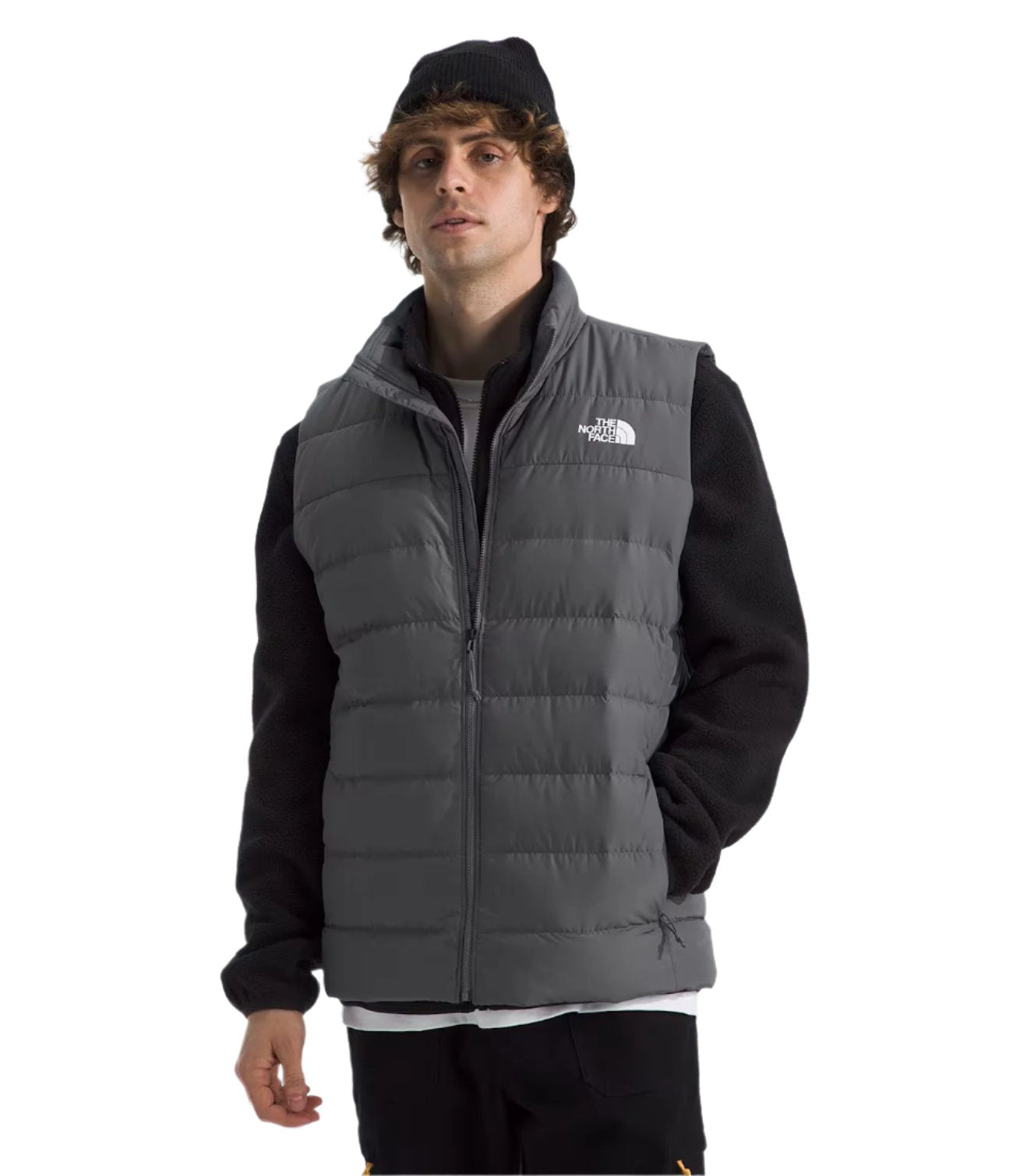 North Face Aconcagua 3 Vest - A dark gray vest with a white logo on the left chest area.