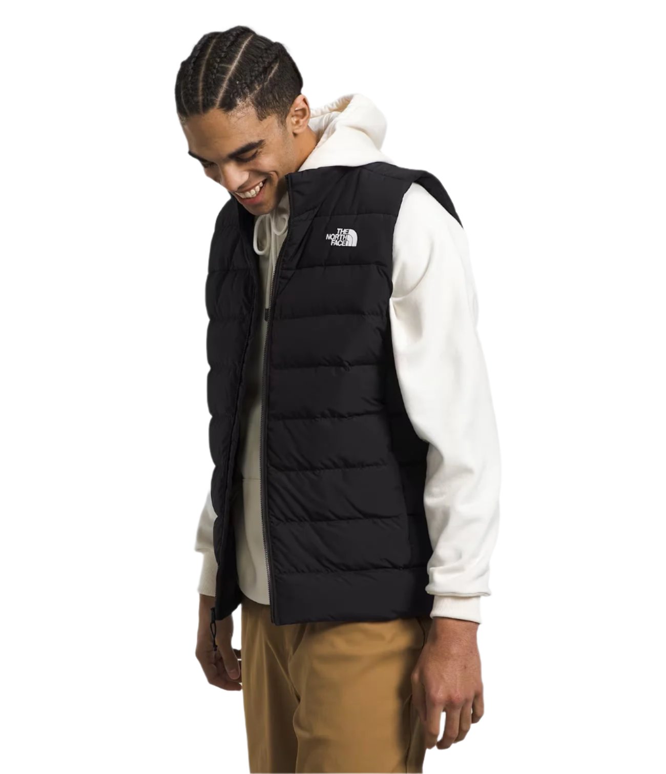 North Face Aconcagua 3 Vest - Black vest with white logo on left chest.