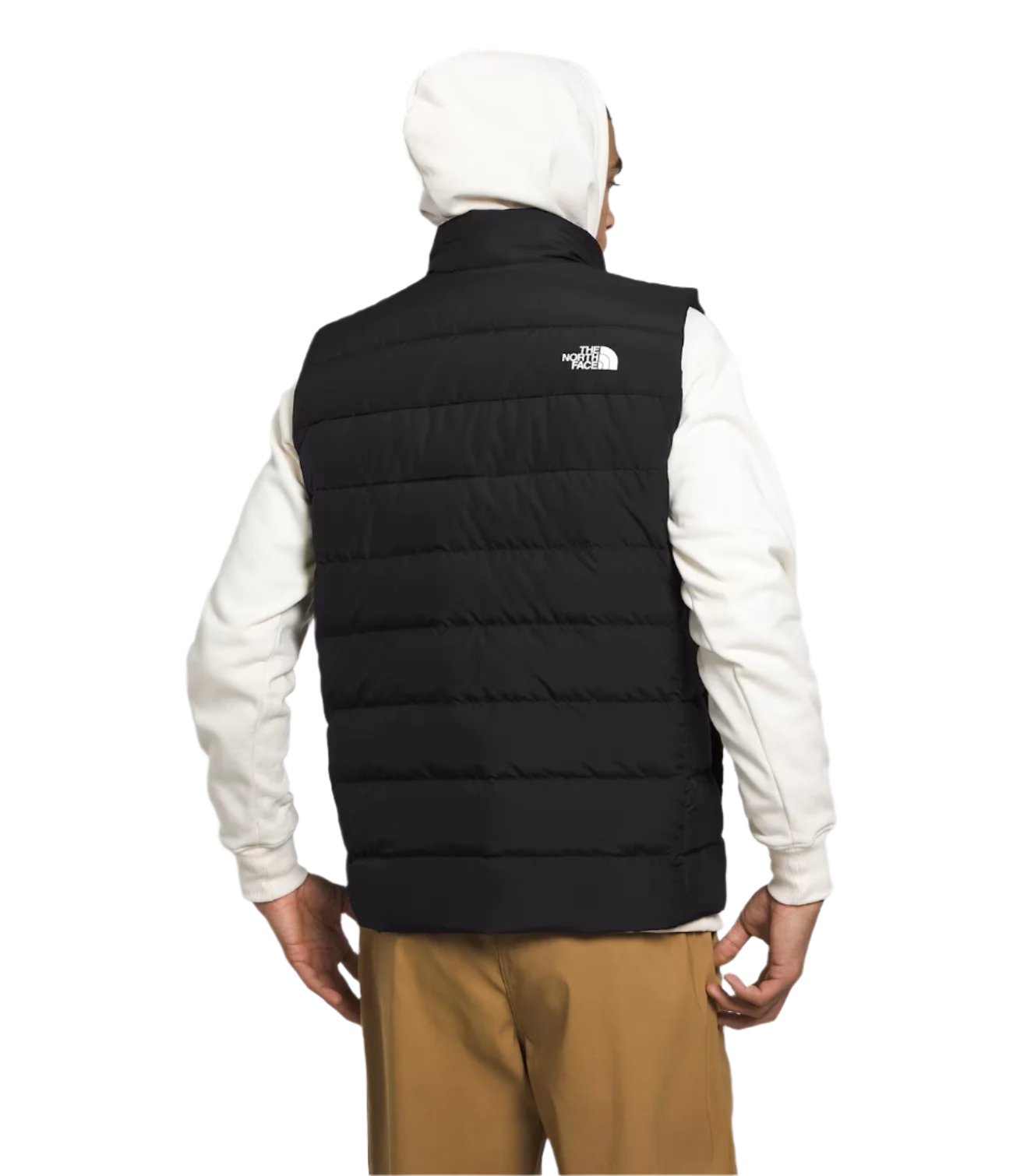 North Face Aconcagua 3 Vest - A black vest with a white logo on the upper left side of the back.