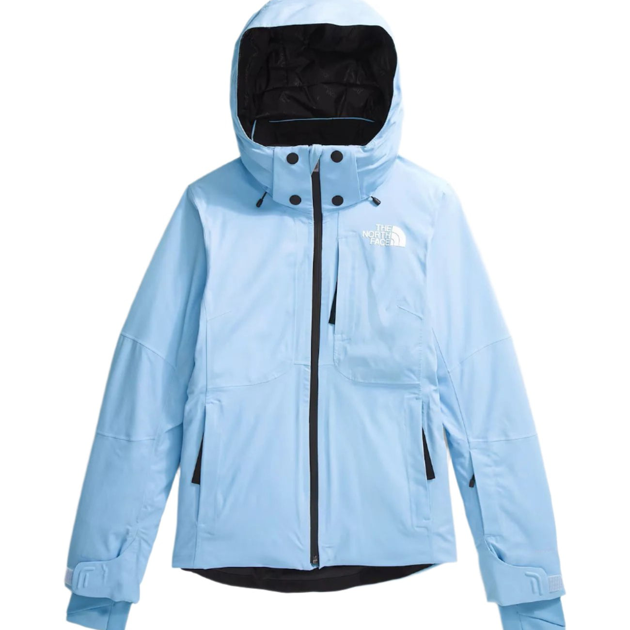 North Face Women's Lenado Insulated Jacket - A light blue jacket with a white logo on the left chest and black buttons down the front.