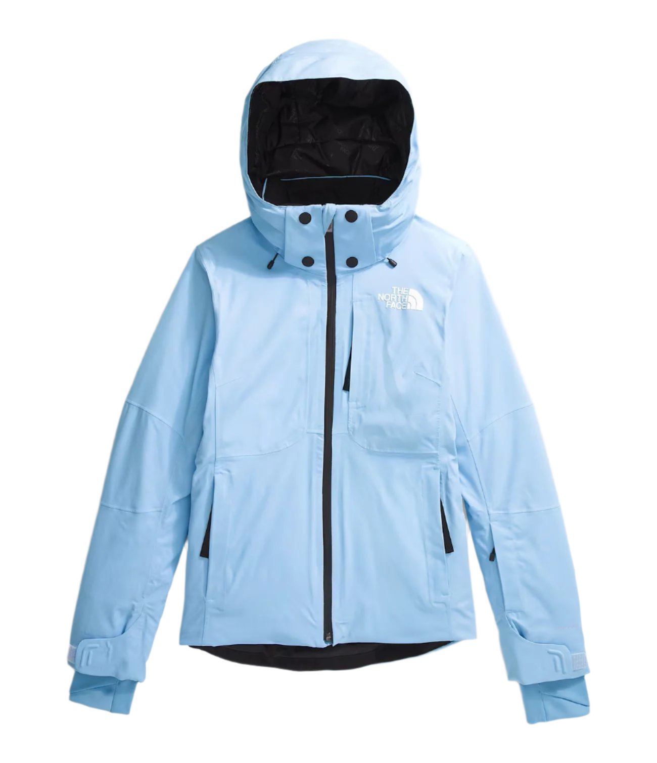 North Face Women's Lenado Insulated Jacket - A light blue jacket with a white logo on the left chest and black buttons down the front.