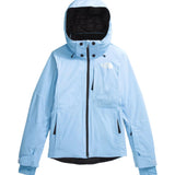 North Face Women's Lenado Insulated Jacket - A light blue jacket with a white logo on the left chest and black buttons down the front.
