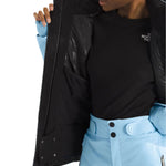 North Face Women's Lenado Insulated Jacket - A black insulated jacket with a white logo on the left chest and two zippered pockets at the waist.